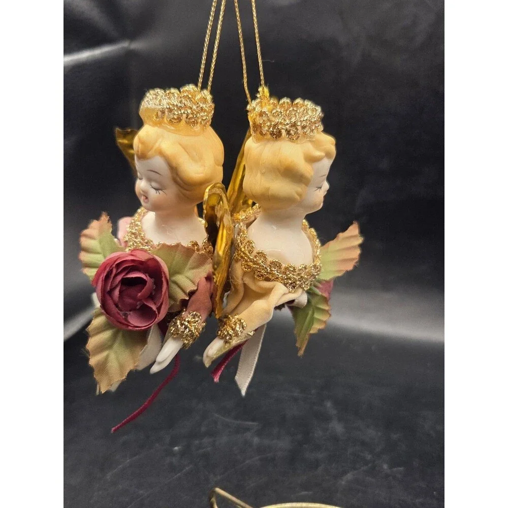 Lot Of 2 Vintage Victorian Style Angel Ornaments